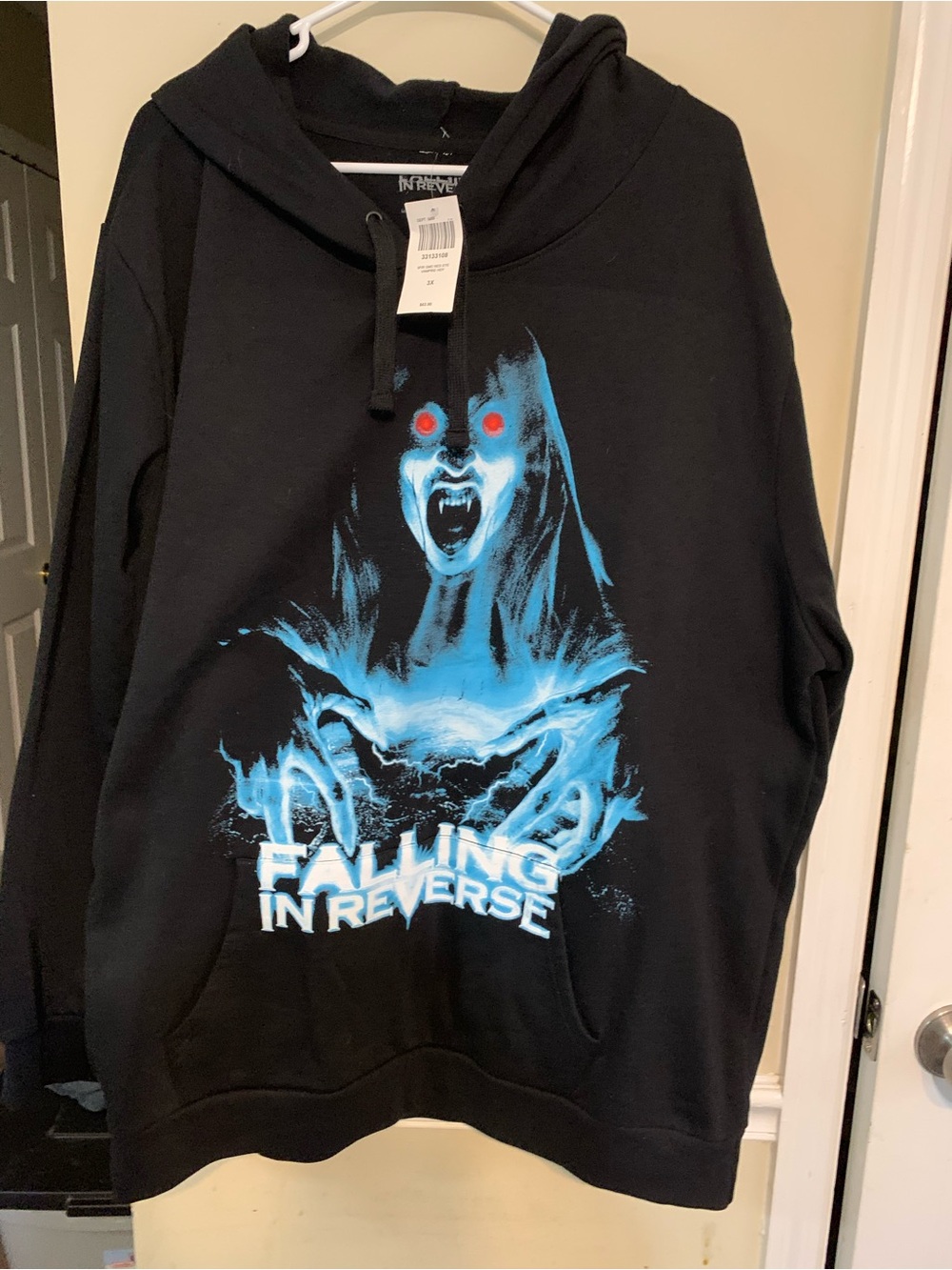 Hot Topic Black Hoodie with Blue & Red Graphic - Falling In Reverse